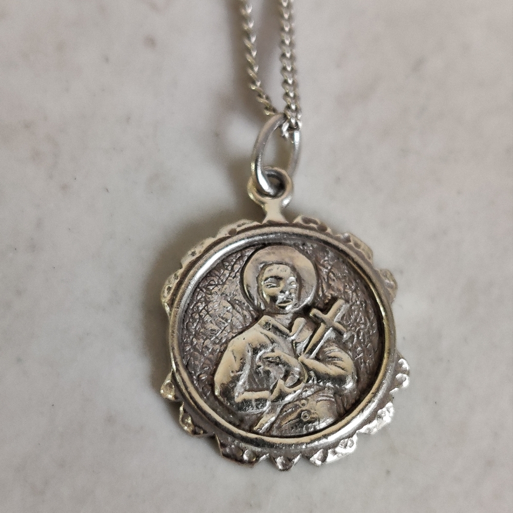 La Luna Rose Sterling Silver St Gerard Pendant Necklace